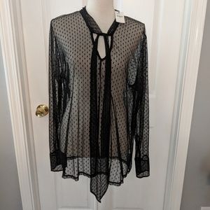 Lane Bryant Sheer Blouse with Polka Dots